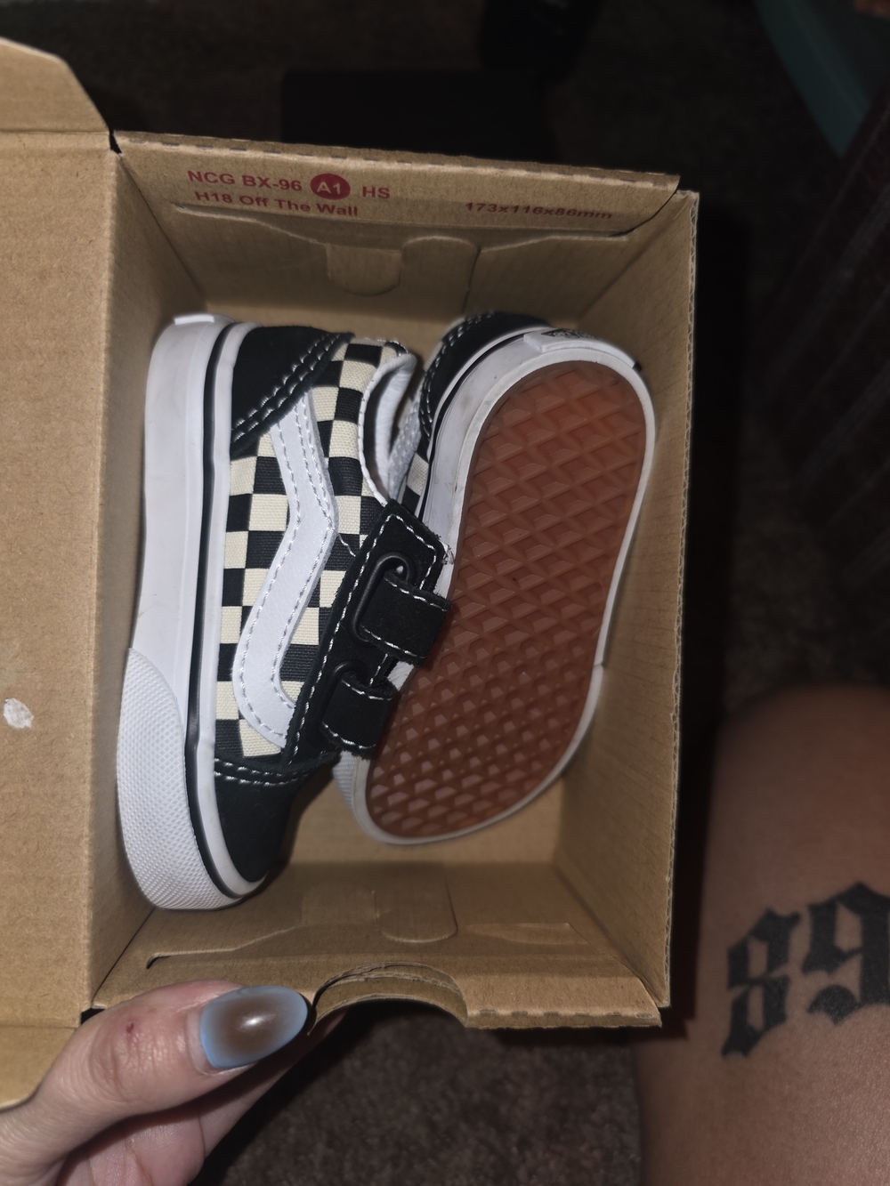 Vans Kids Checkerboard Velcro Sneakers - Black/White